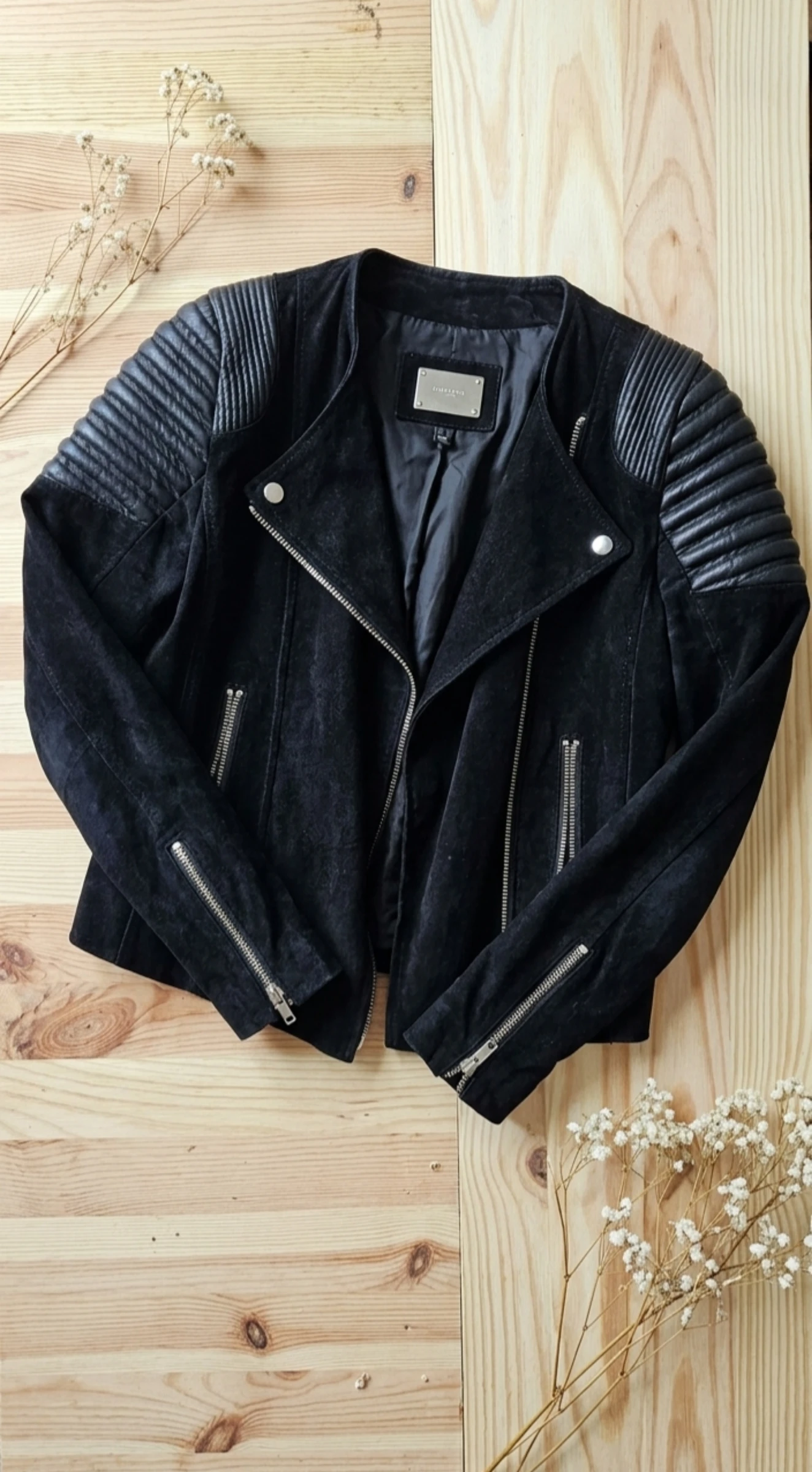 🖤 Perfecto en cuir véritable style motard – Mango – taille M